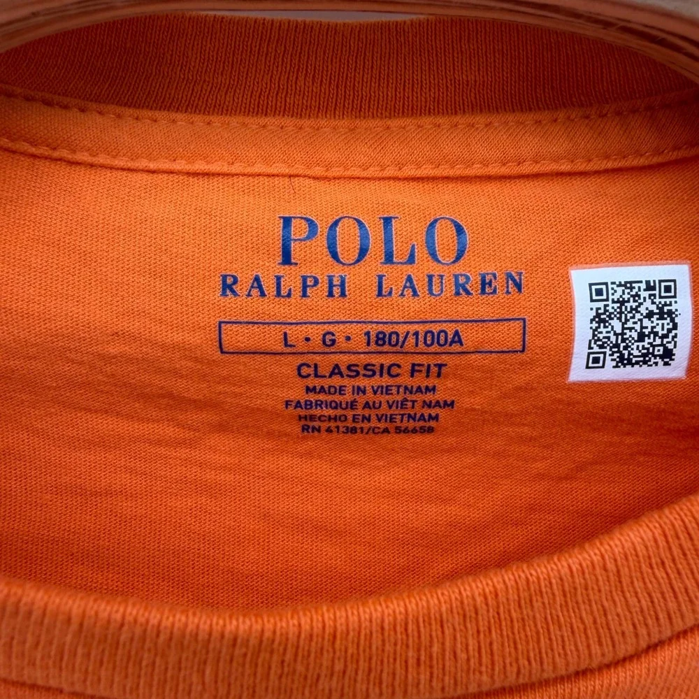 Polo Ralph Lauren Pocket T-Shirt Mens Large Orange Classic Fit Short Sleeve Tee